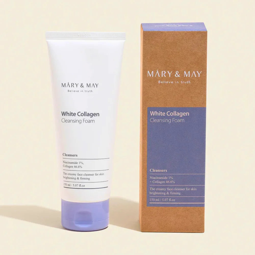 skincare coréenne k beauty mary and may white collagen cleansing foam